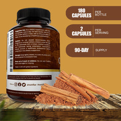 NutriFlair cinnamon capsules pack highlights pure non GMO cinnamon for everyday wellness