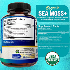NutriFlair sea moss capsules close-up, convenient daily supplement for digestive balance.