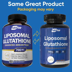 NutriFlair Setria reduced L-glutathione capsules close-up emphasizes easy daily dosing.