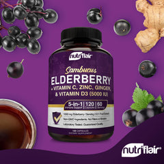 NutriFlair Vitamin D3 5000 IU capsules for daily vitamin D support.