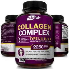 NutriFlair collagen capsules stirred into coffee for convenient daily intake.