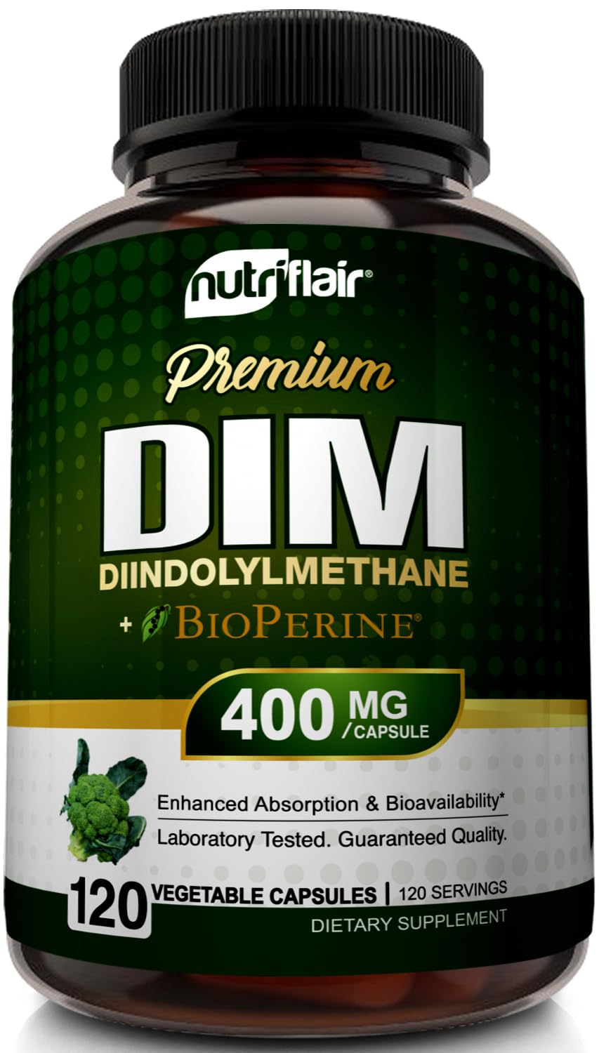 NutriFlair DIM 400mg bottle ready for daily hormonal balance routine