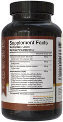 NutriFlair mushroom capsules close-up highlighting vegan, gluten-free formula for brain focus