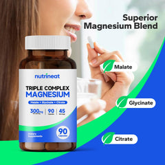NutriNeat magnesium capsules arranged on shelf, high-absorption.