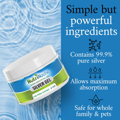 NutriNoche Nano Silver Gel burn relief shows cooling, soothing sensation.