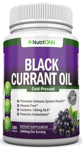 NutriONN Black Currant Oil bottle front view highlighting pure hexane-free oil