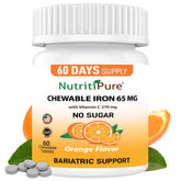 NutritiPure chewable iron tablets for easy daily iron intake with no bitter aftertaste.