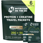 Nutrition On The Go vanilla packet serve shows convenient travel protein.