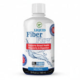 Nutritional Designs Liquid Fiber Flow bottle shows clear, flavorless solution for gentle daily digestion