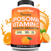 Nutrivein liposomal vitamin C 180 capsules bottle for high-absorption support.
