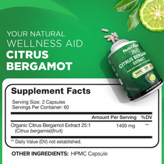 Nutrivein Citrus Bergamot capsules close-up for easy daily wellness