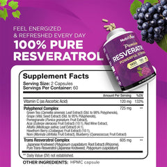Nutrivein trans-resveratrol capsules close-up highlighting easy-to-swallow format