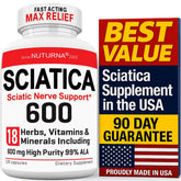 Nuturna Sciatica Relief bottle shows potential nerve support for daily comfort