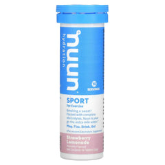 Nuun Active Strawberry Lemonade tablets in a pack, ideal for on-the-go hydration.