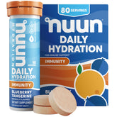 Nuun Immunity tubes in Blueberry Tangerine flavor ready for hydration and immune-supporting nutrients.
