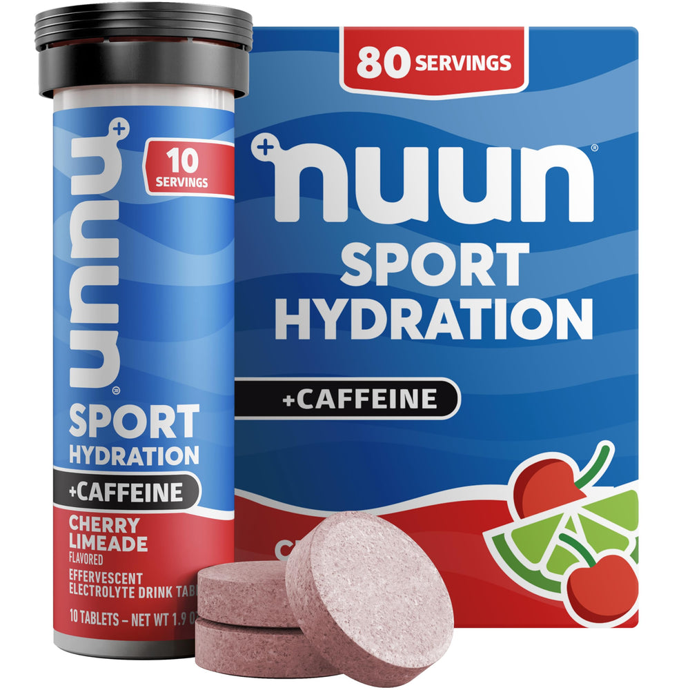 Nuun Sport caffeine electrolyte tablet dissolving in water for hydration