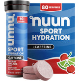 Nuun Sport caffeine electrolyte tablet dissolving in water for hydration