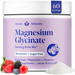 Nuven Naturals magnesium glycinate bottle promotes calm evenings with high absorption.