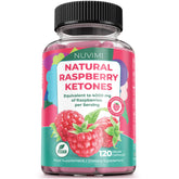 NUVIMI Raspberry Ketones bottle on a kitchen counter, supporting a keto-friendly routine.