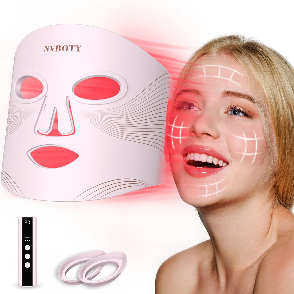 NVBOTY LED face mask front view showing four-wavelength therapy for at-home skincare