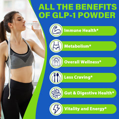 Nwiorte GLP-1 scoop-dispensing image suggests easy daily servings for busy lifestyles.