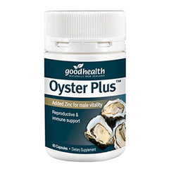 NZ Good Health Zinc Plus Oyster Extract capsules bottle for vitality and immune support.