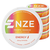 NZE Caffeine Nootropic Pouches Tropic Mango can for on-the-go energy, sugar-free
