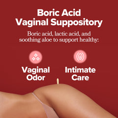 Closeup of O Positiv URO box highlighting lactic acid and aloe for gentle comfort.
