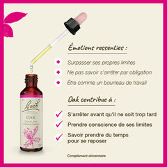 Oak remedy dropper dispensing under tongue for easy daily use.