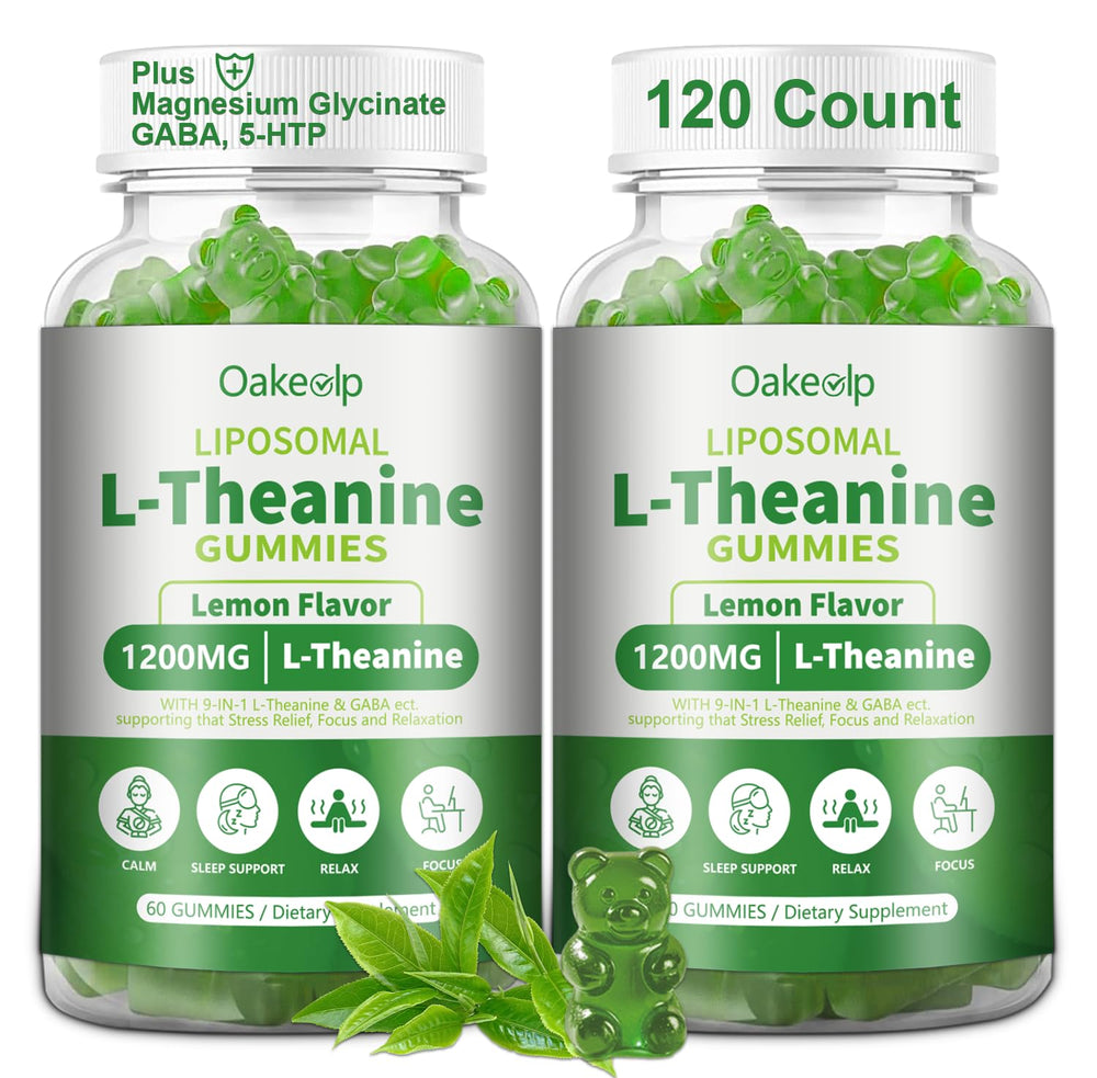 Oakevlp liposomal L-Theanine 1200mg bottle front for calm focus