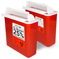 Oakridge sharps container two-pack front view for home and clinic use.
