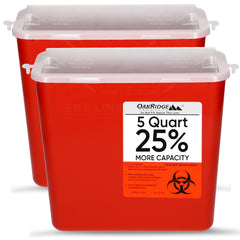 Oakridge Sharps Container 5-quart 2-pack for home and clinic disposal