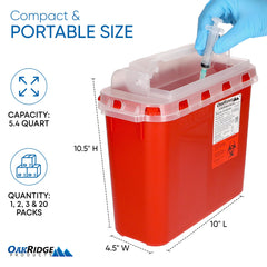Oakridge Sharps Container rotating lid action enabling touchless disposal.