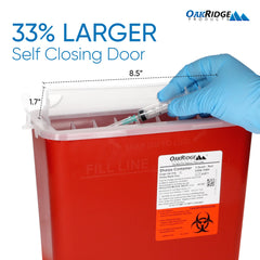 Oakridge Sharps Container transparent bucket shows fill level