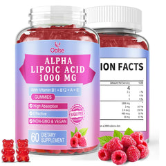 OALSE Alpha Lipoic Acid Gummies Raspberry bottle for daily energy support.
