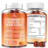 OALSE Pumpkin Seed Oil Gummies bottle showing vegan formula for hair and skin support.