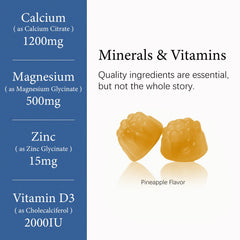 Close-up of OASIS FORCE pineapple-flavored calcium gummies