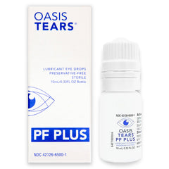 Oasis Tears OT6500 PF Plus bottle shown, delivering soothing moisture for dry eyes.