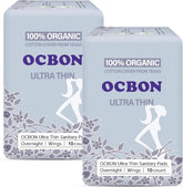 OCBON overnight pads box close-up highlighting discreet overnight protection