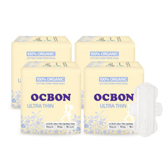 OCBON unscented ultra-thin pad with wings; soft top cover for daily comfort
