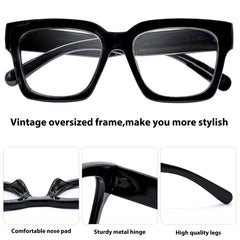 OCCI CHIARI 1.5 black oversized readers close up lens emphasizing scratch resistant coating