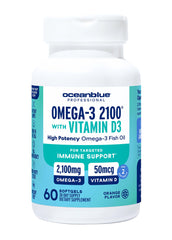 Oceanblue Omega-3 2100 orange-flavor bottle for daily wellness