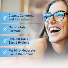 Close-up of OCuSOFT Lid Scrub Original wipe with tearless formula.