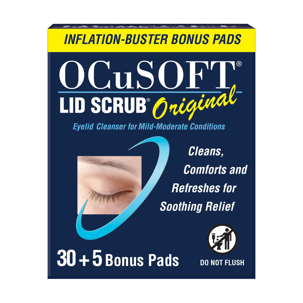 OCuSOFT Lid Scrub Original 30-count package for gentle daily eyelid cleansing