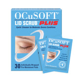 OCuSOFT Lid Scrub Plus packaging shows a 30-count box for eyelid care.