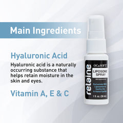 OCuSOFT Retaine Liposome Spray on the eyelid area for soothing hydration.