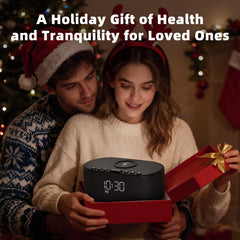 Odokee sound machine alarm clock wireless charging pad in use