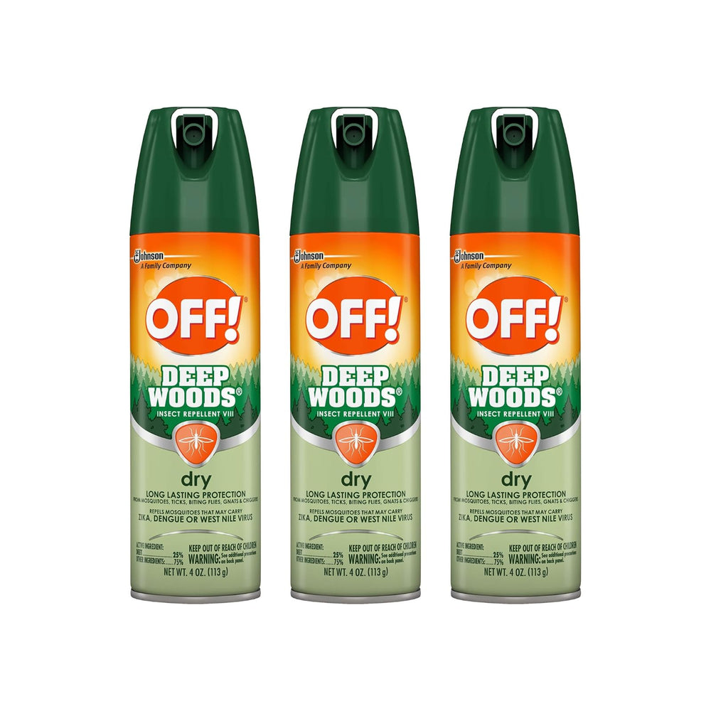 OFF! Deep Woods Dry 4 oz bottle in a pack of 3 provides outdoor protection.