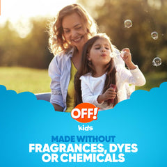 Family outdoors with OFF! Kids repellent in use.