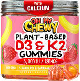 OH MY CHEWY center-filled vitamin d3 k2 calcium gummies bottle supports daily family supplementation.